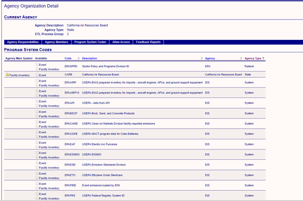 Image shows the landing page for Program System Codes.
